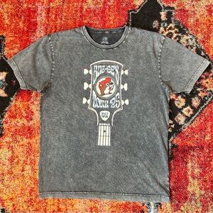 Buc-ee's 2025 Tour T-Shirt Vintage Gray Acid Wash Guitar Graphic Tee Unisex L